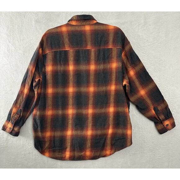 Old Navy The Boyfriend Shirt Orange Plaid Flannel Swift Swiftie Evermore XL - Picture 6 of 14